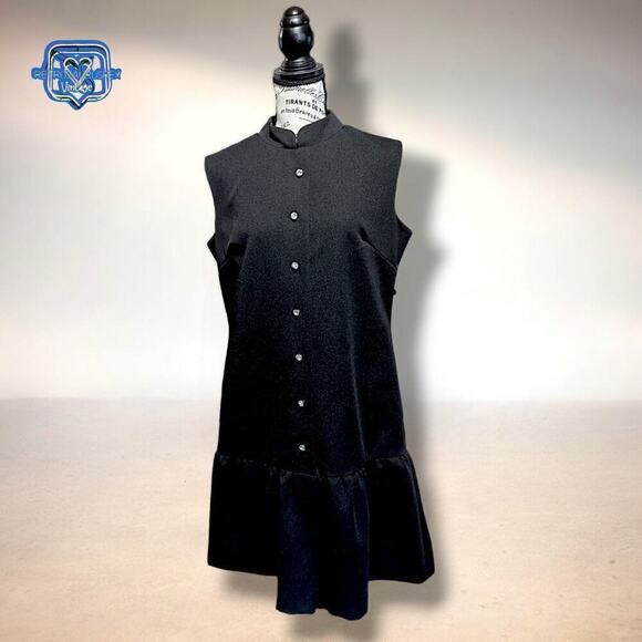 Vintage 1960's John Norman Mod Little Black Cocktail Mini Dress - Picture 5 of 7